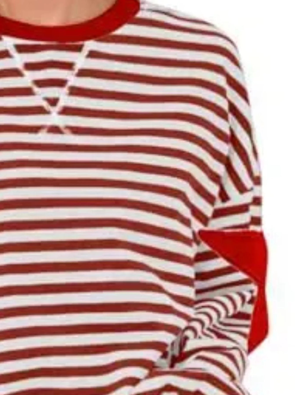 Full Size Star Patch Striped Oversized Sweatshirt Plus Size
