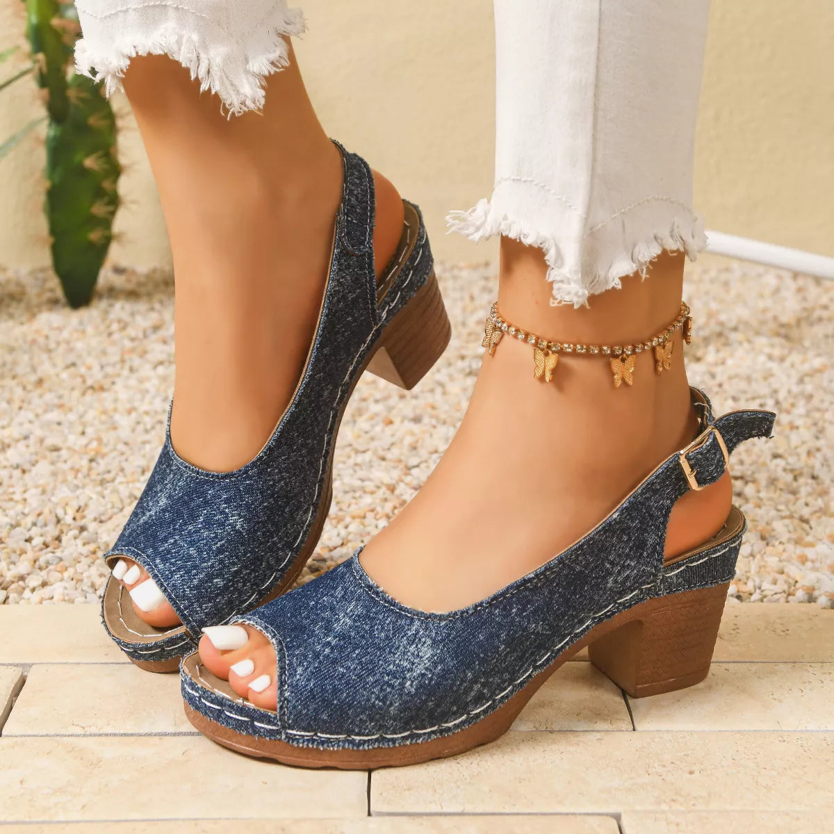 Peep Toe Block Heels Sandals