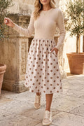 Polka Dot Midi Long Sleeve Dress