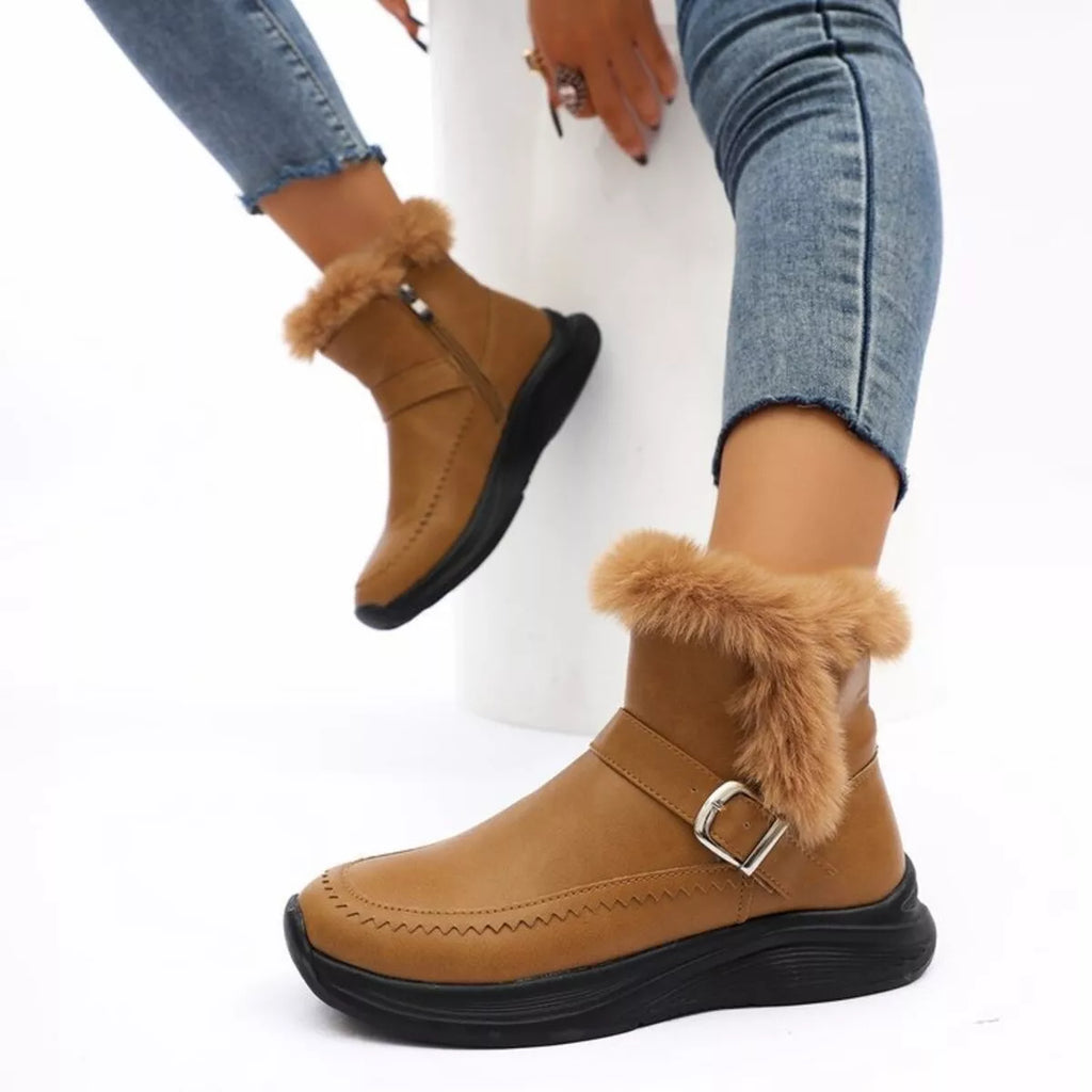 Faux Fur Buckle Boots