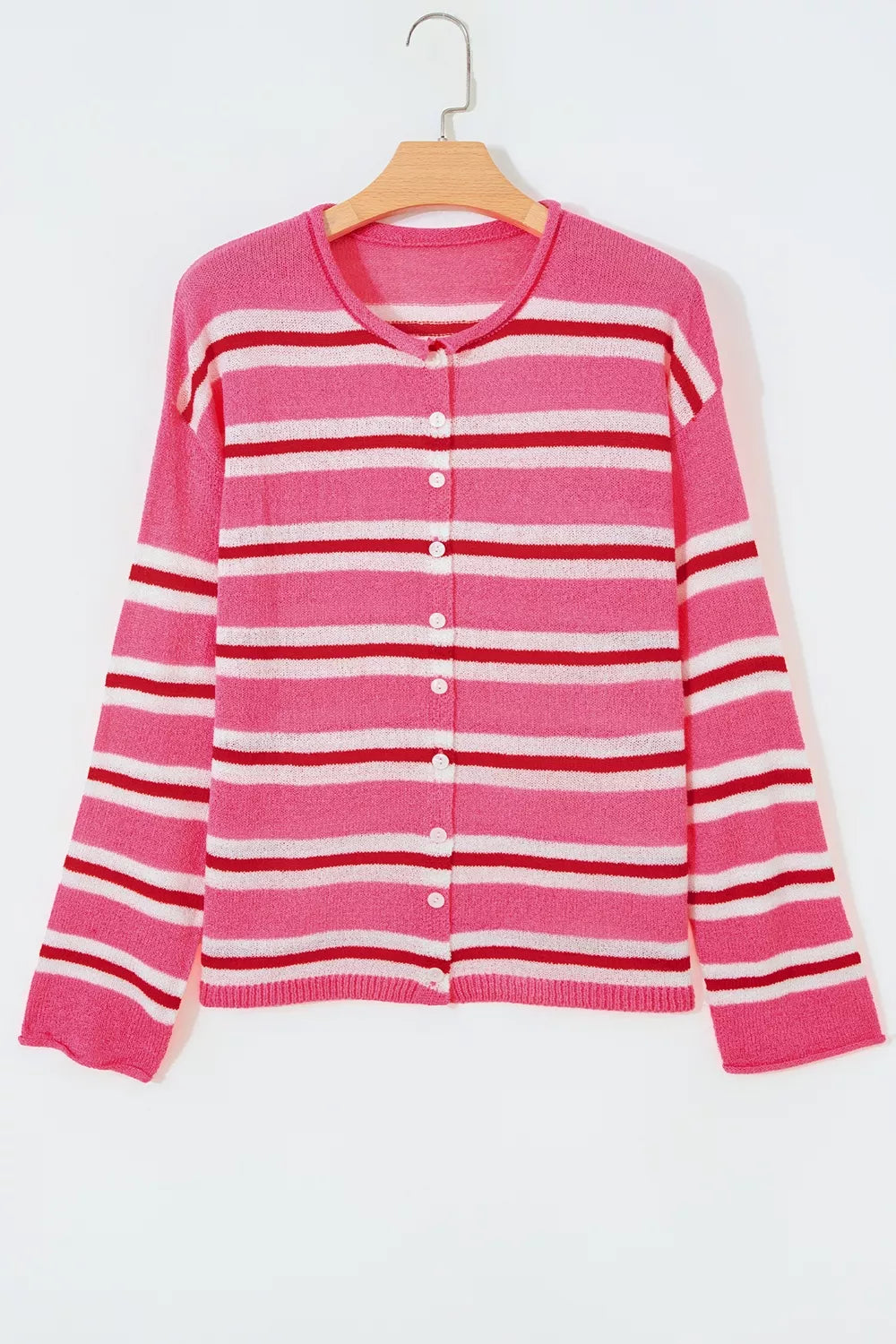Striped Button-Up Cardigan