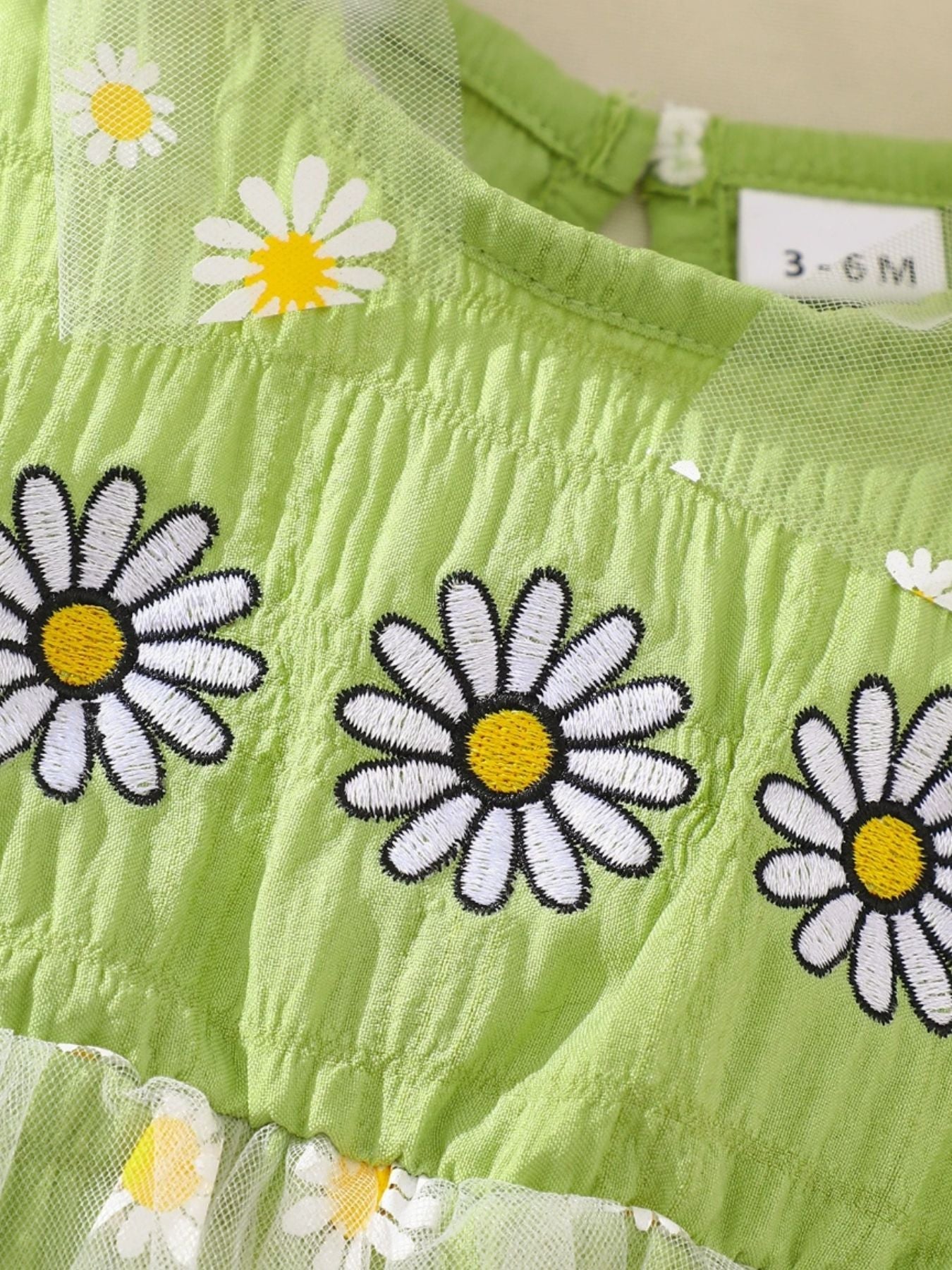 Children's Daisy Embroidered Sleeveless Bodysuit Dress