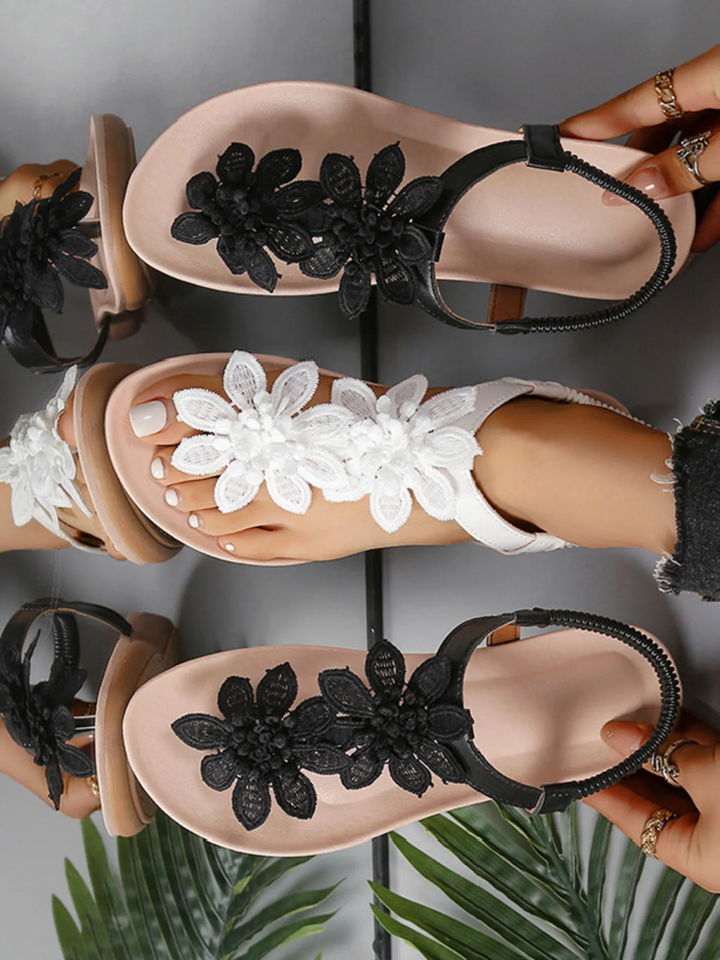 Flower Open Toe Flats Sandals