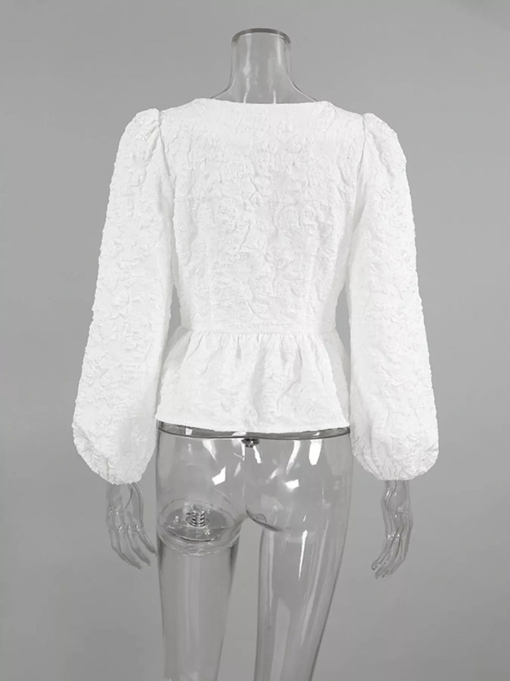 Square Neck Textured Peplum Blouse
