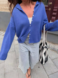 Mock Neck Button-Down Knit Cardigan