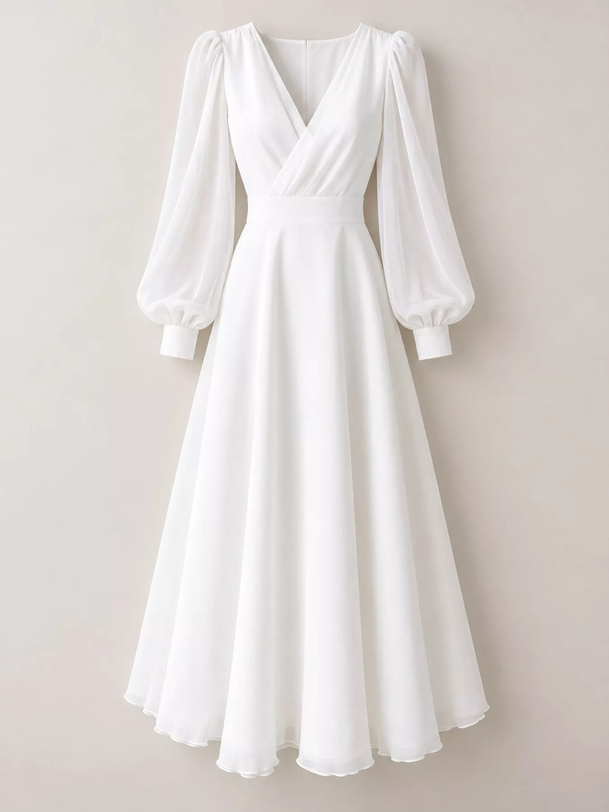 Surplice Lantern Sleeve Midi Dress