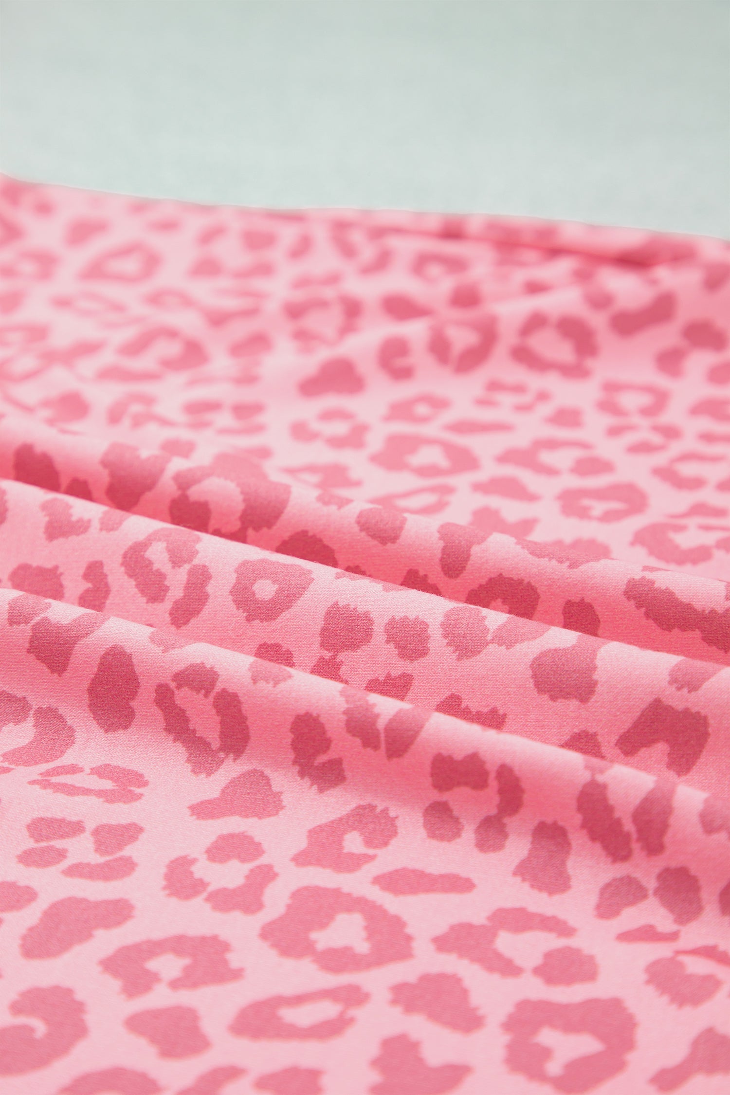 Pink Leopard Print Varsity Striped Detail 3/4 Sleeve Top Shift Pant Set