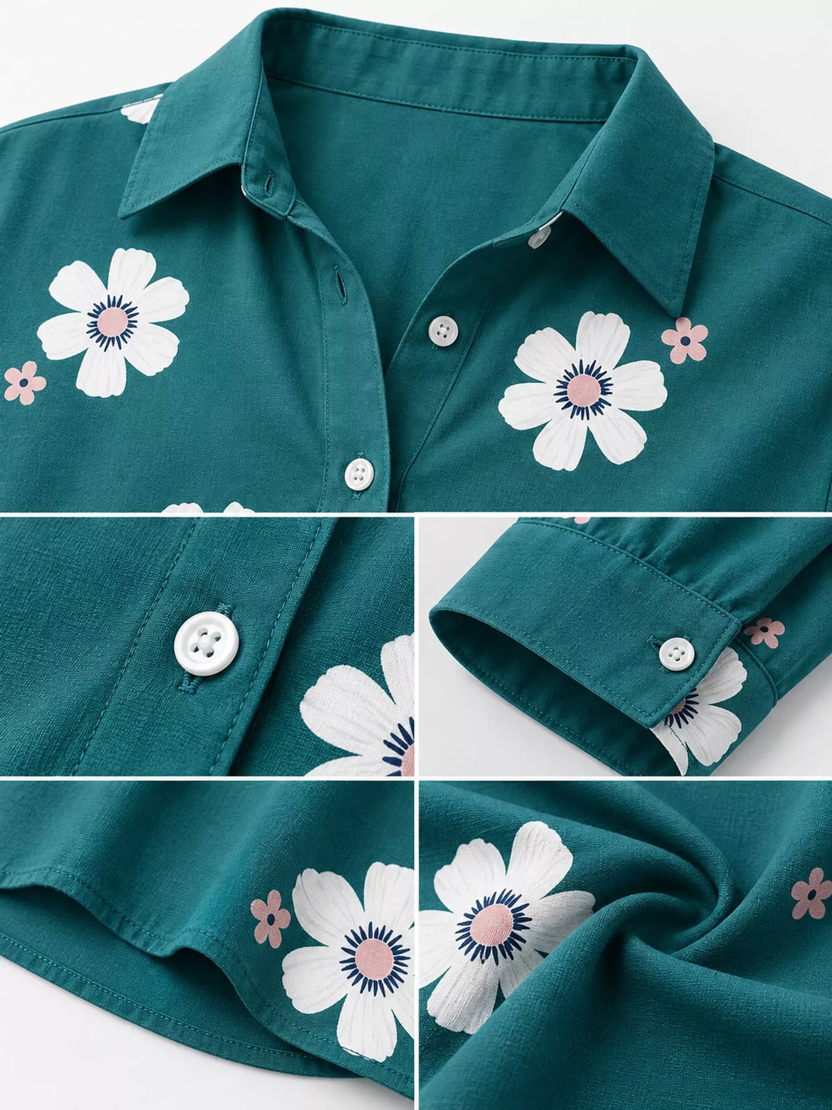 Full Size Floral Print Button-Down Casual Shirt Plus Size