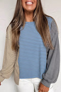 Color Block Striped Dropped Shoulder Sweatshirt