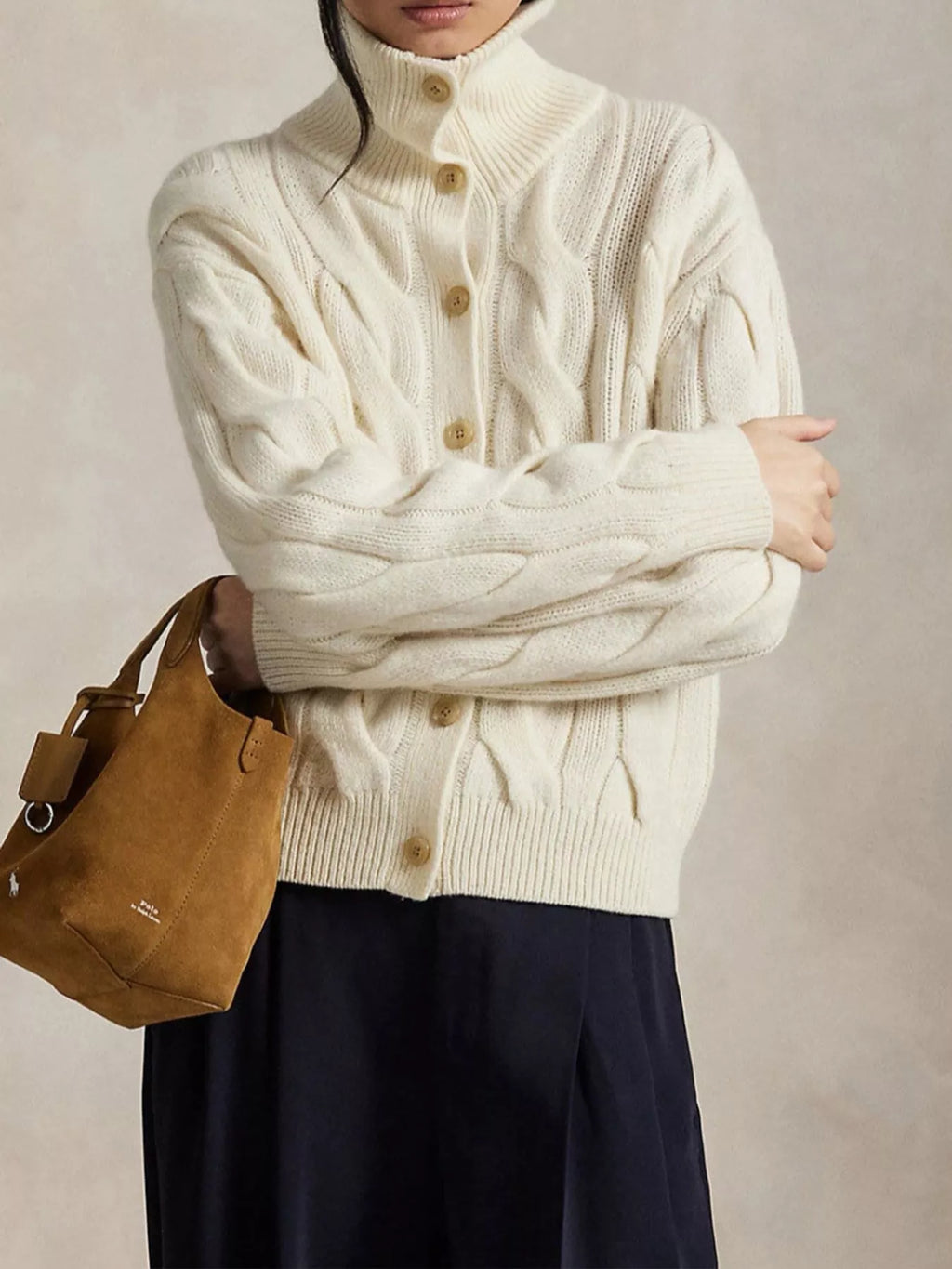 Cable Knit Button Up Cardigan
