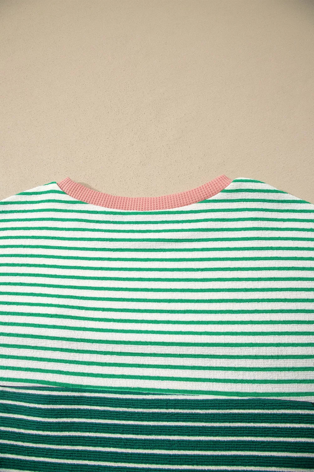 Stripe Contrast Print Color Block Detail Relaxed Tee