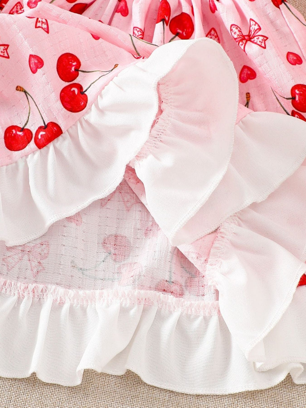 Children's Cherry Print Ruffle Trim Dress