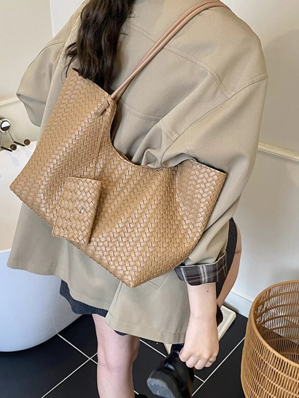 Woven Texture Large Capacity Tote Bag