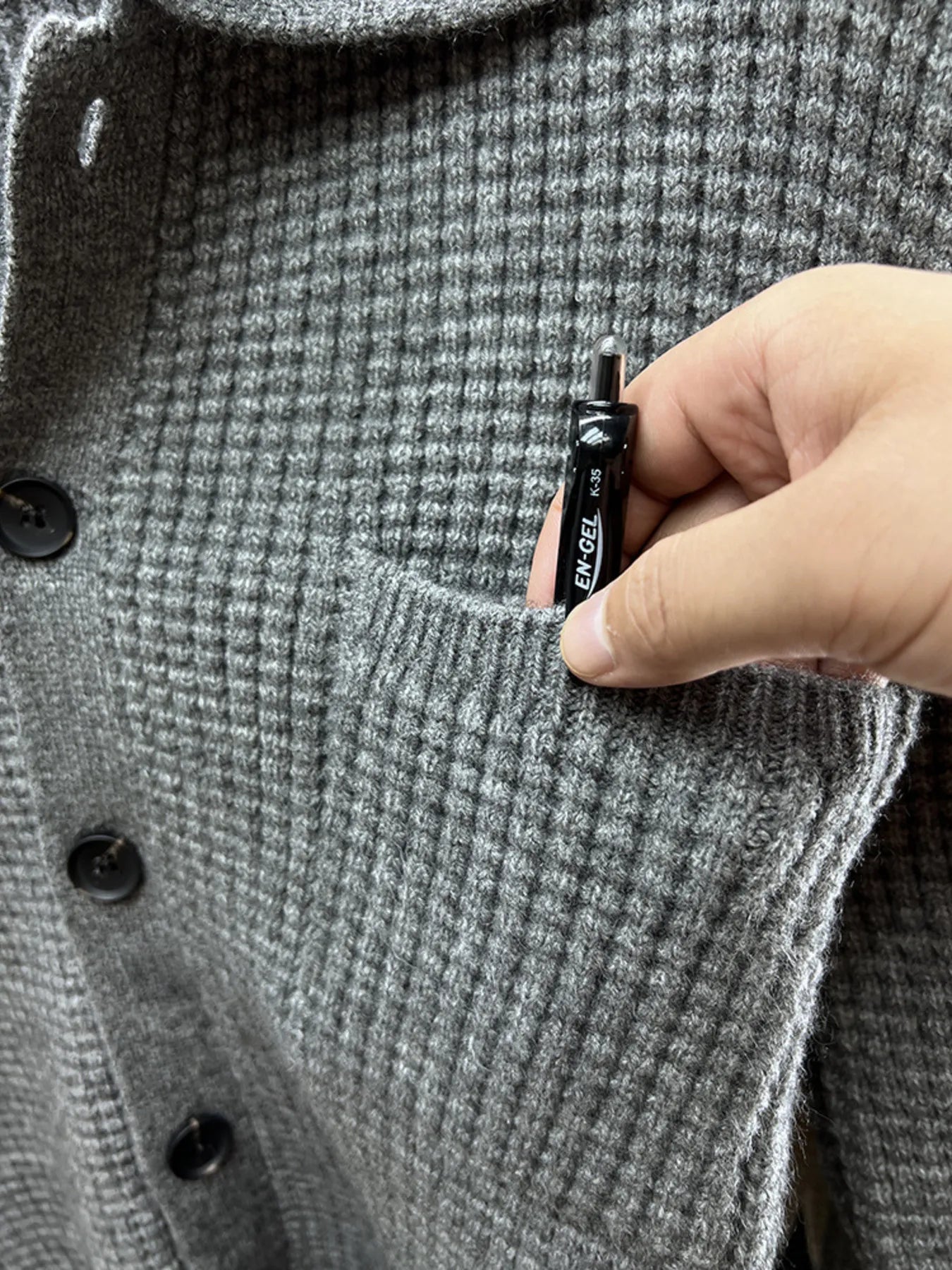 Men's Plus Size Button-Front Knit Cardigan with Collar