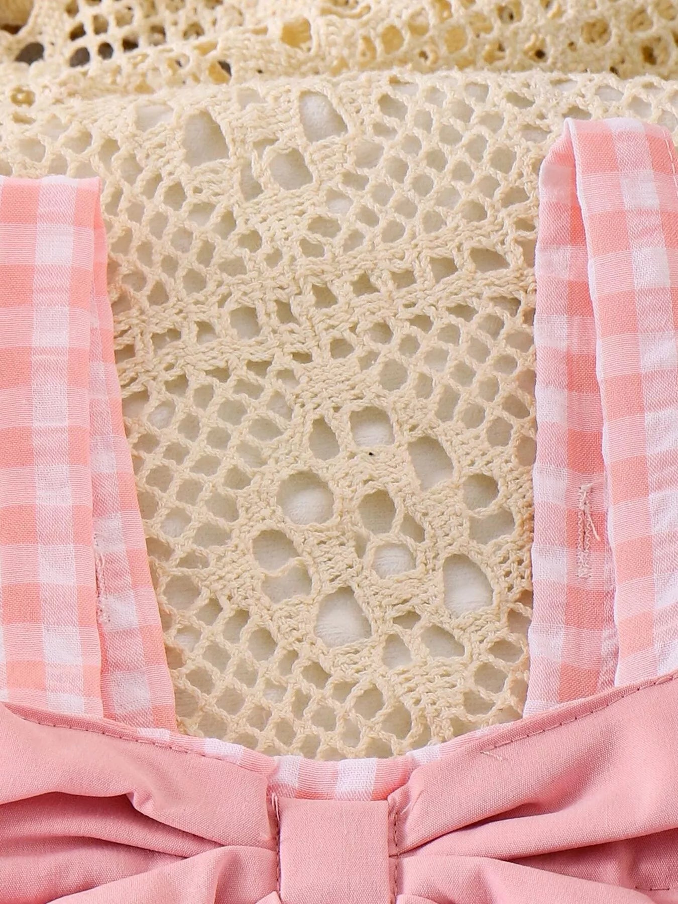 Children's Bow Plaid Wide Strap Jumpsuit