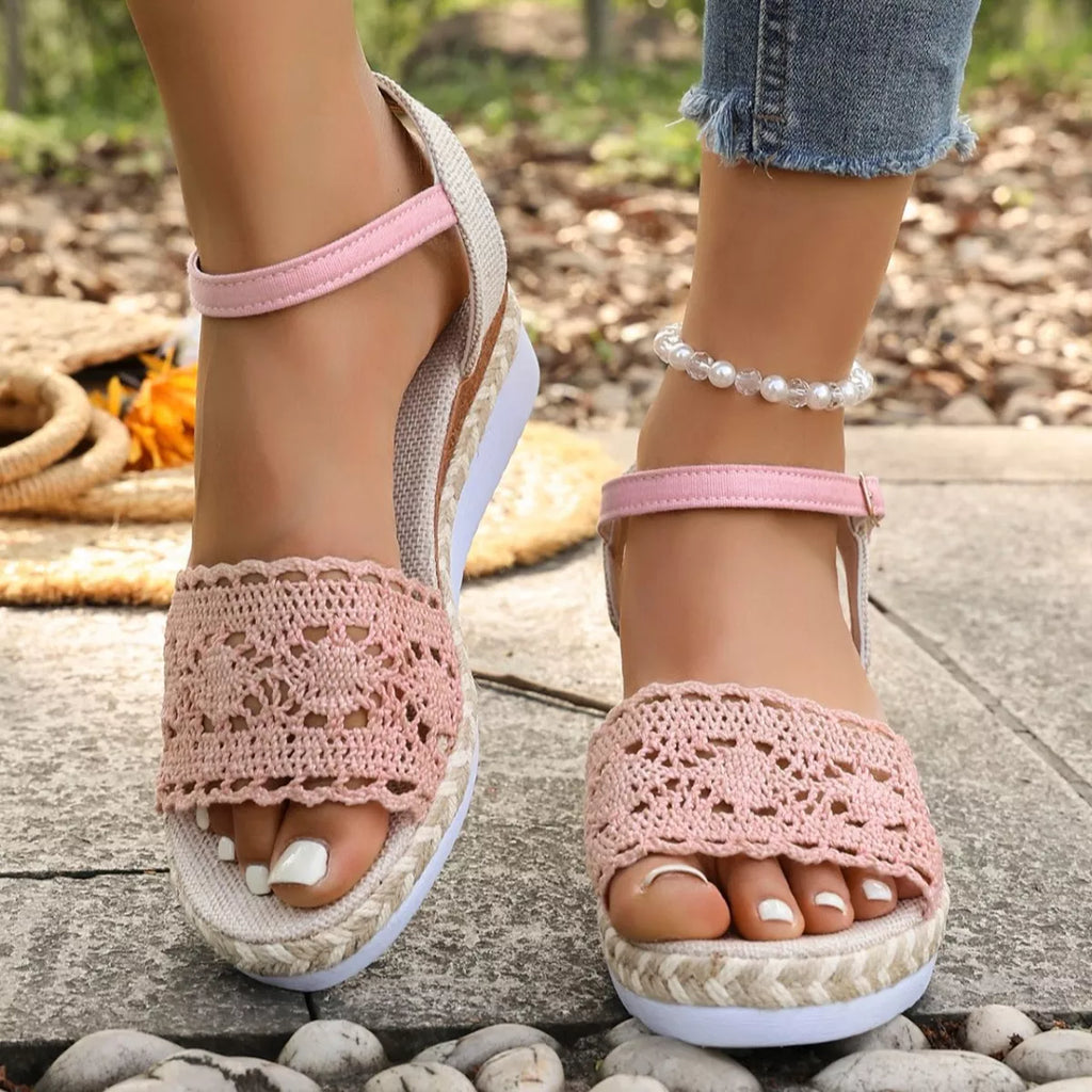 Crochet Espadrille Platform Sandals