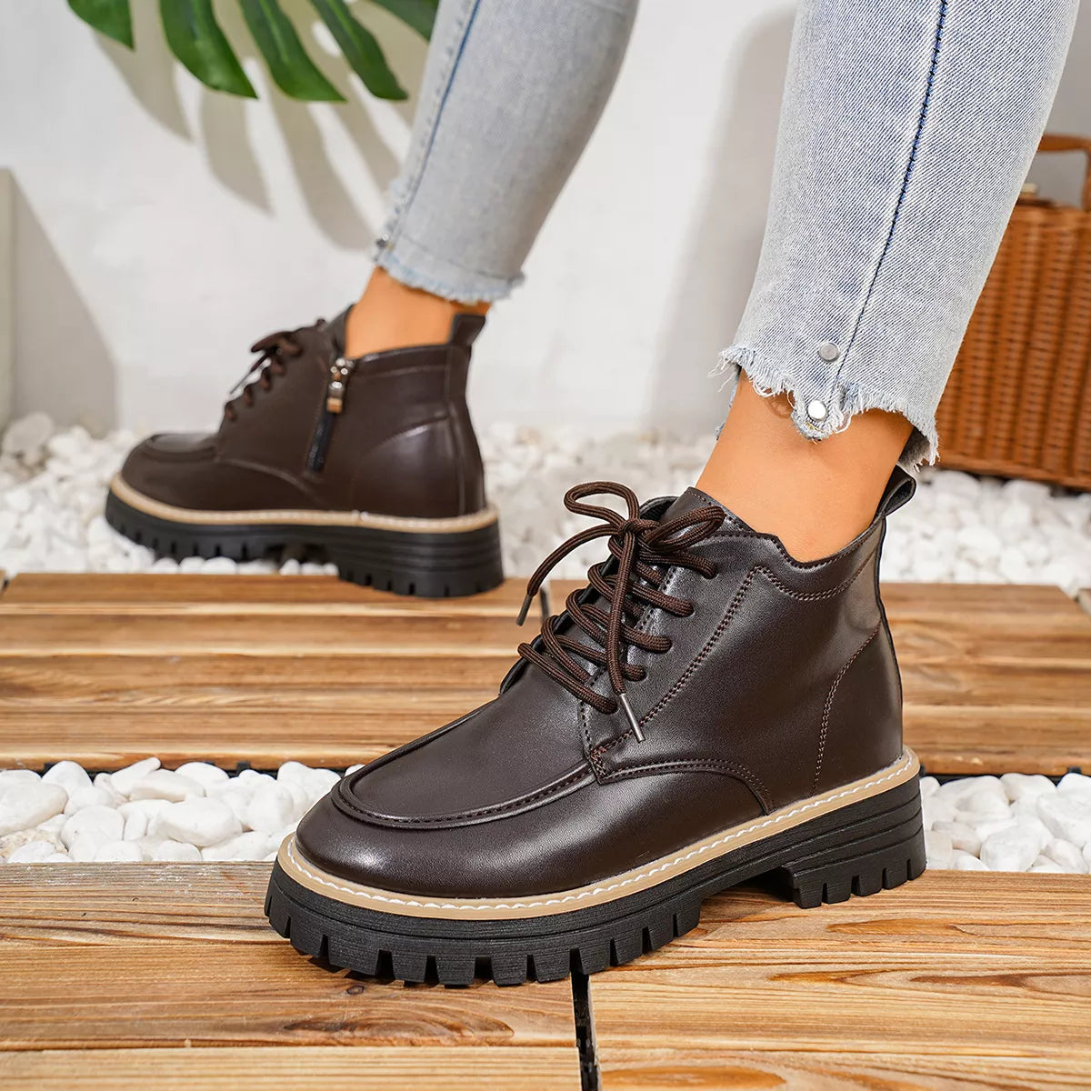 Chunky Lace-Up Combat Boots