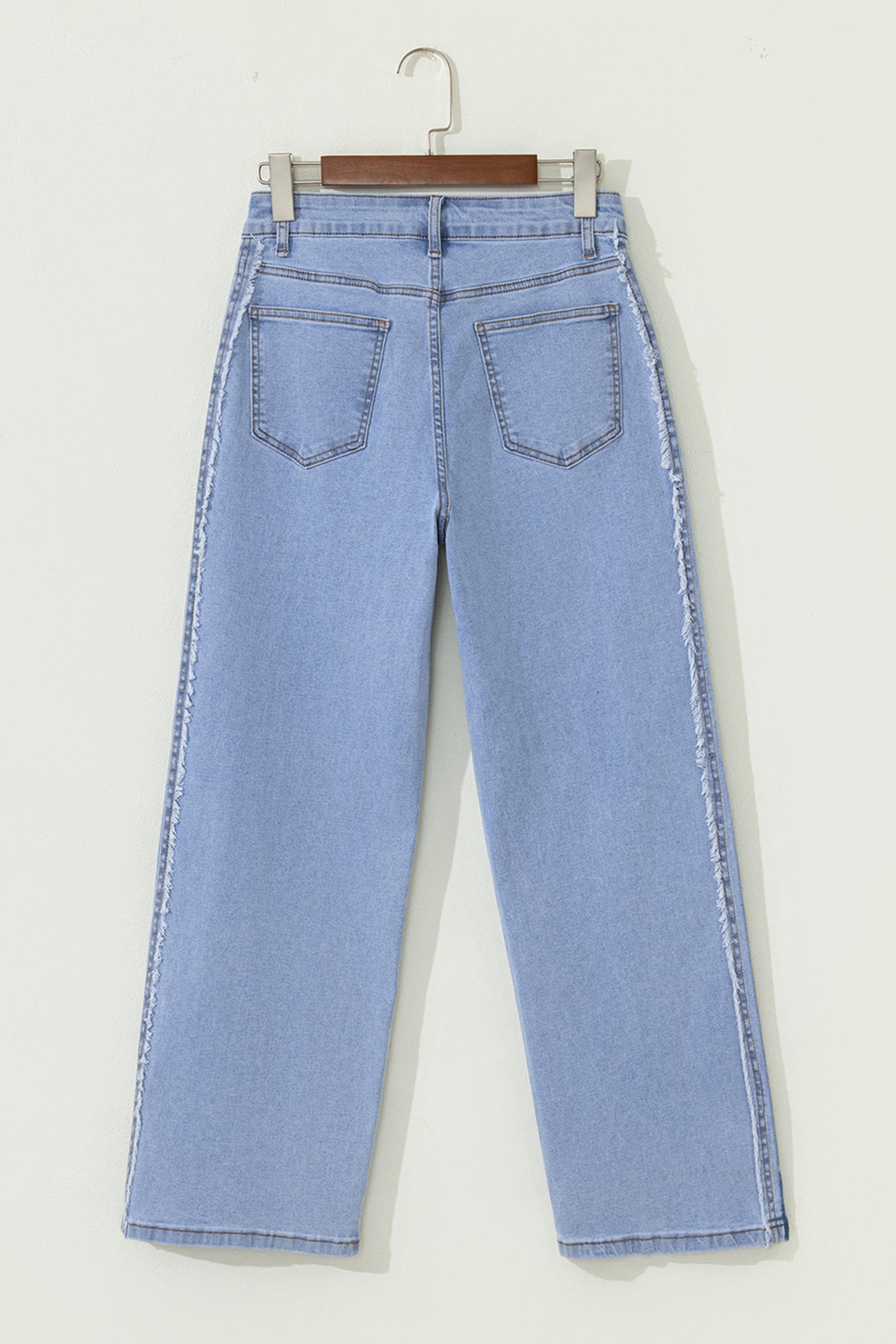Beau Blue Contrast Stripe Frayed Side Panel Patchwork Shift Jeans