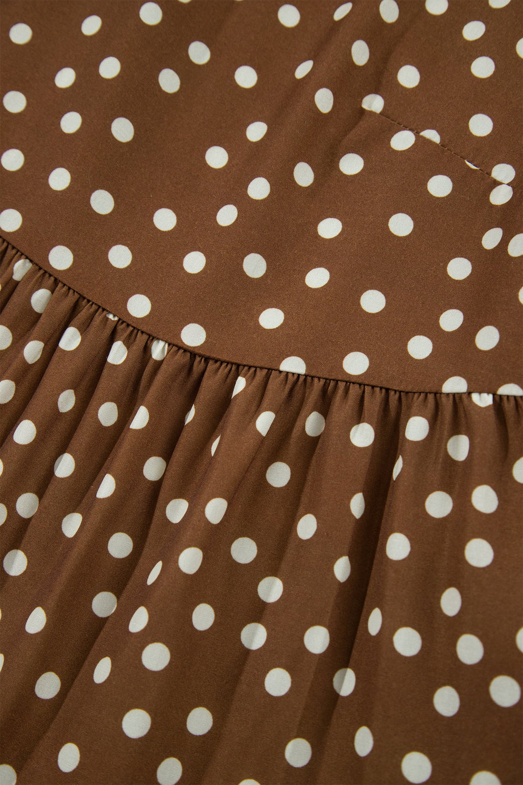 Brown V Neck Polka Dot Long Sleeve Shift Plus Size Dress