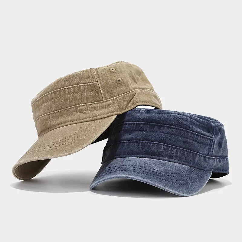 Vintage Washed Cotton Military Cadet Hat
