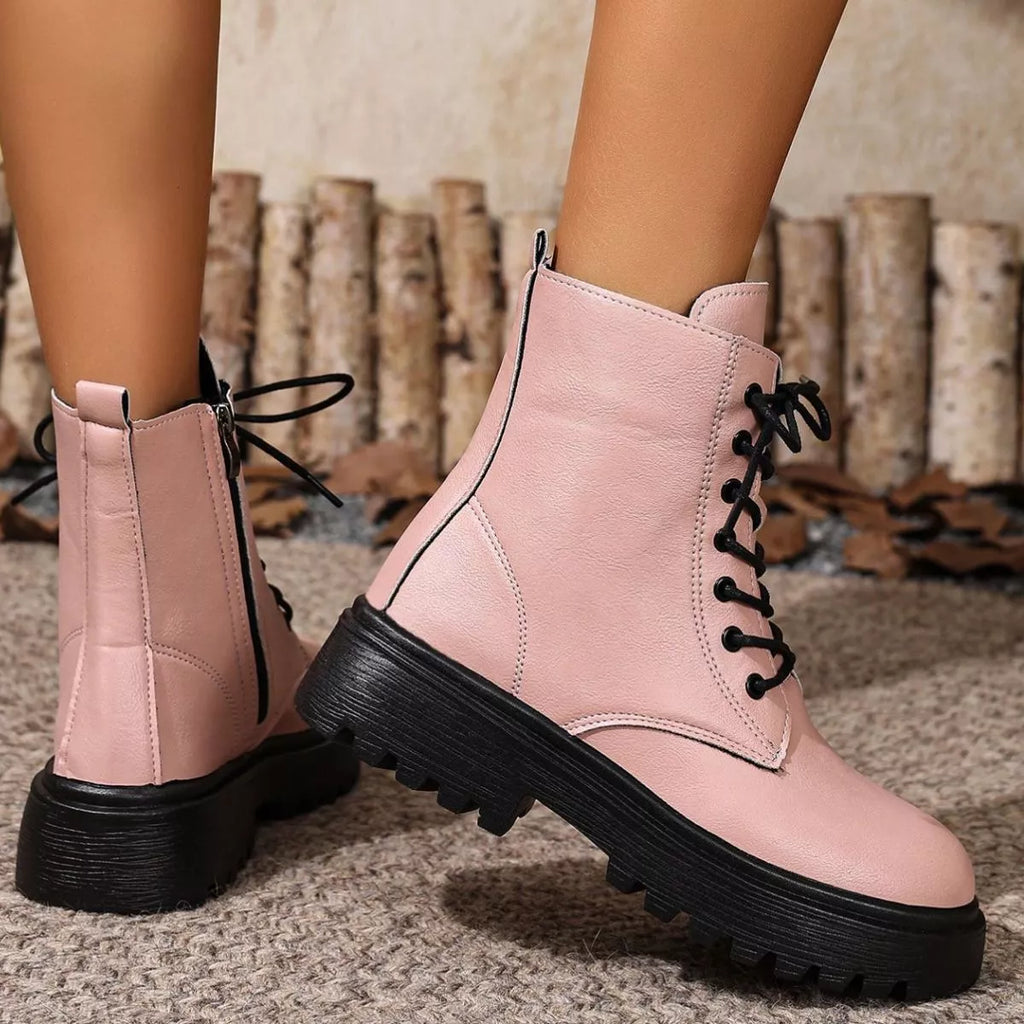 Round Toe Block Heels Boots