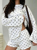 Polka Dot Long Sleeve Top and Shorts Set