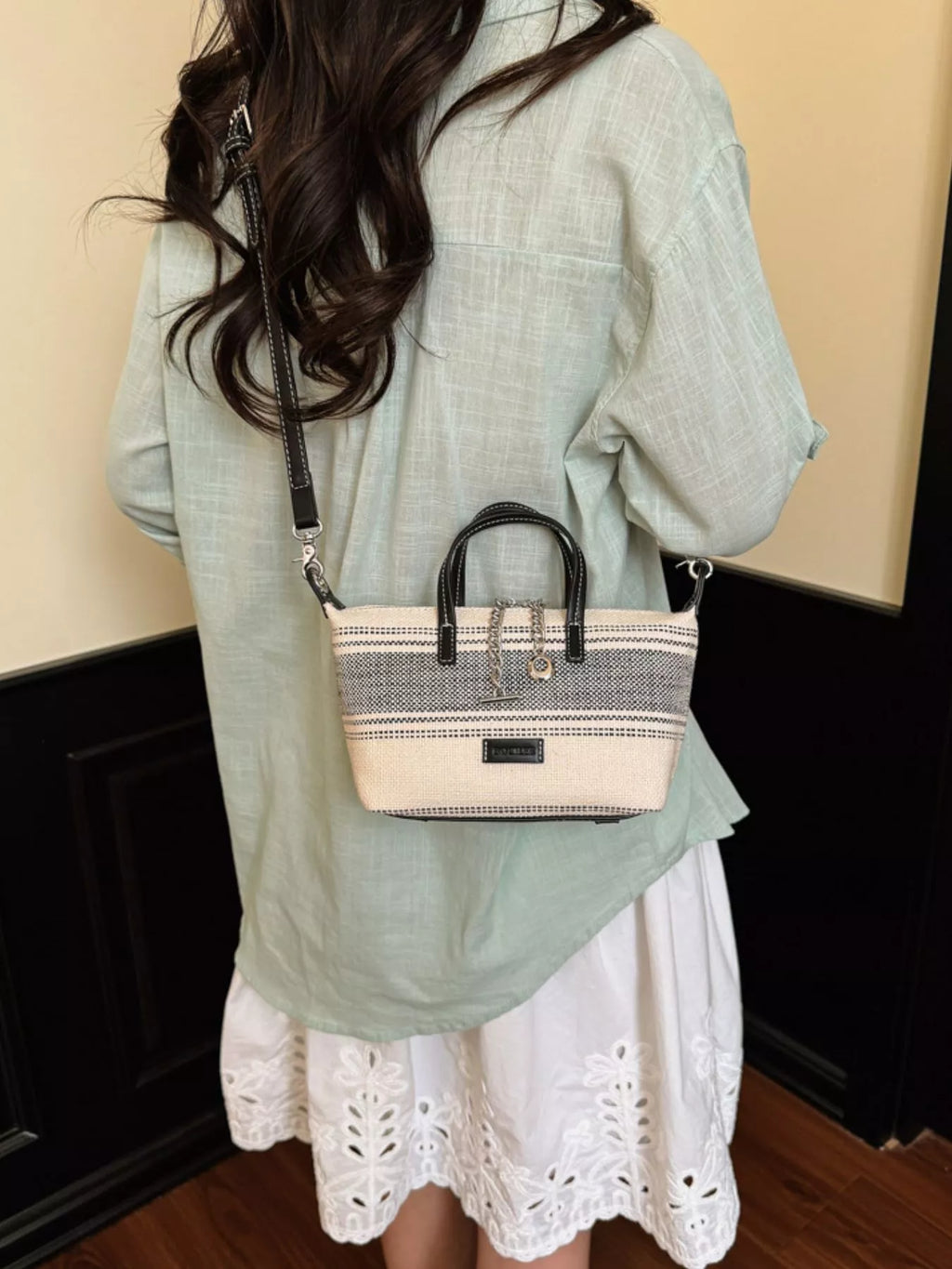 Striped Canvas Crossbody Bag