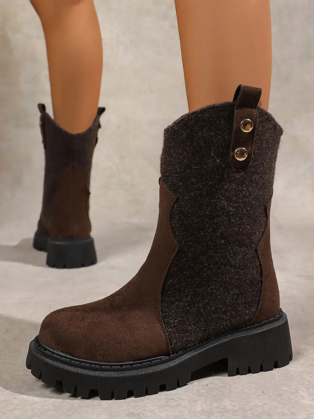 Round Toe Platform Boots