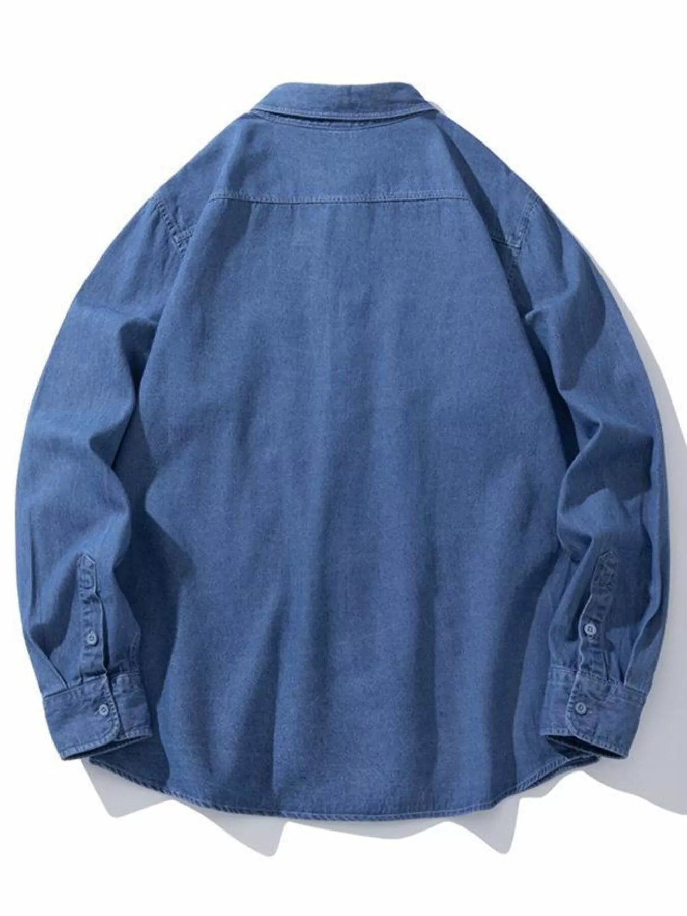 Men's Plus Size Button Up Long Sleeve Denim Shirt