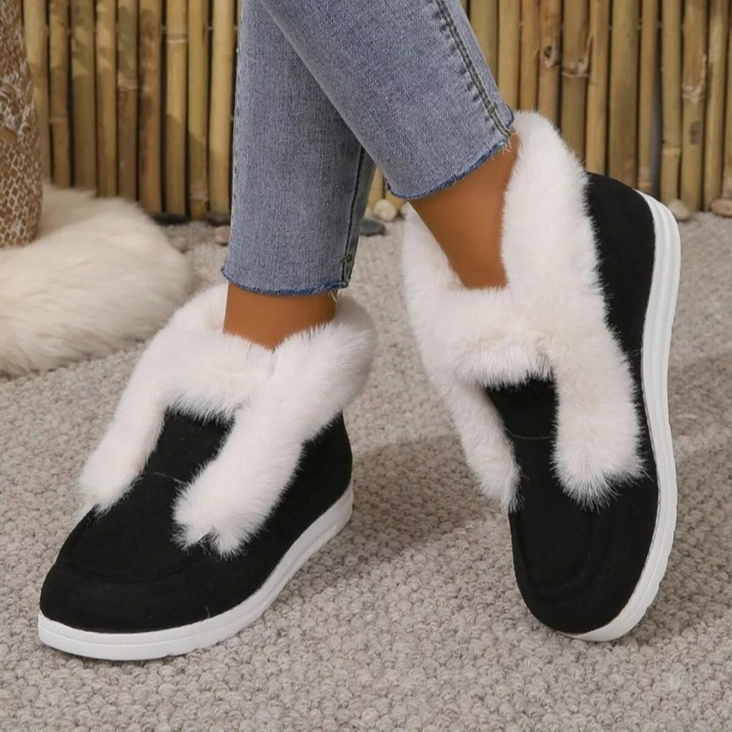 Cozy Fuzzy Trim Ankle Boots