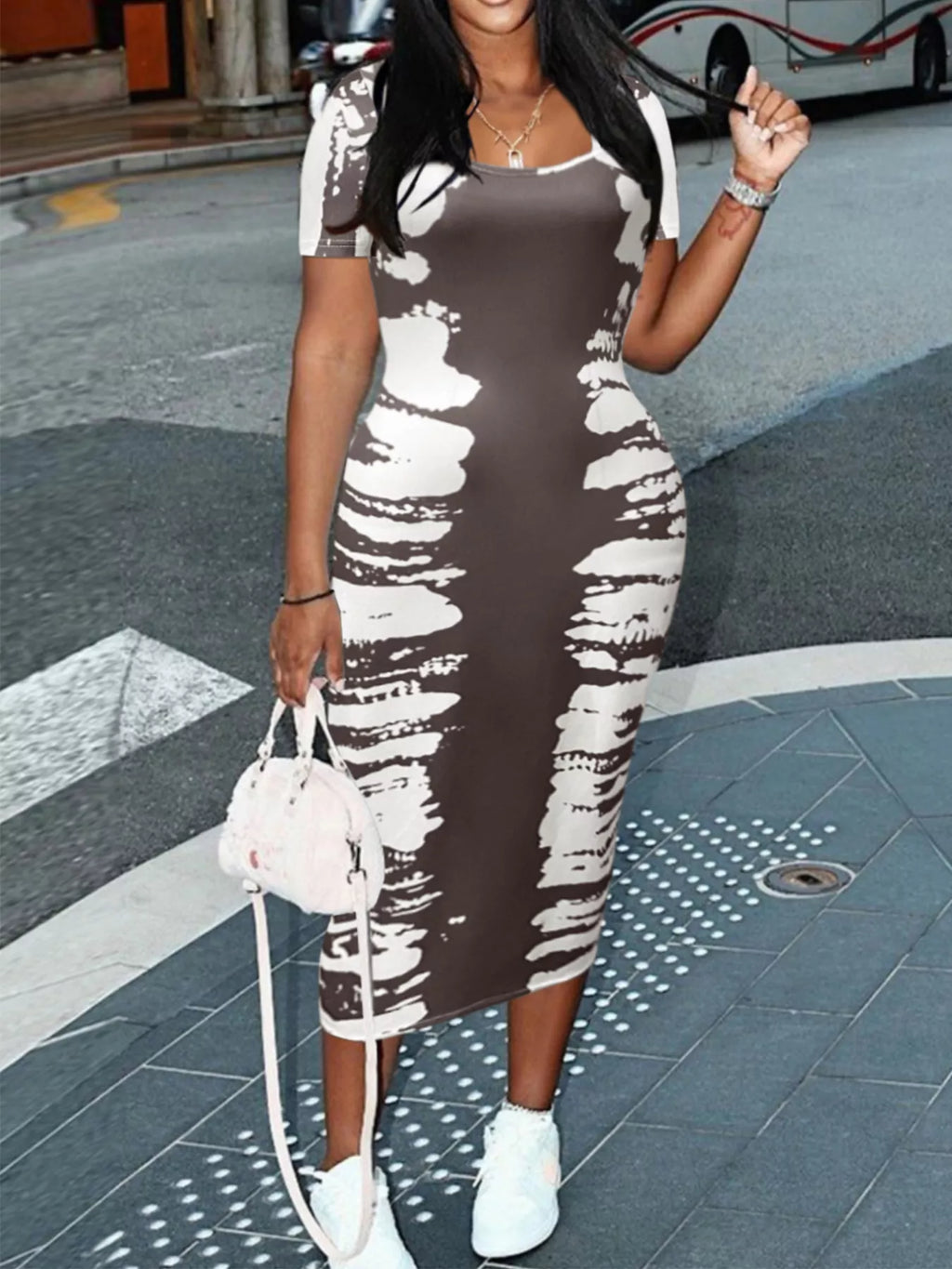Square Neck Short Sleeve Dress
