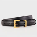 Leather Skinny Belt with Golden Buckle