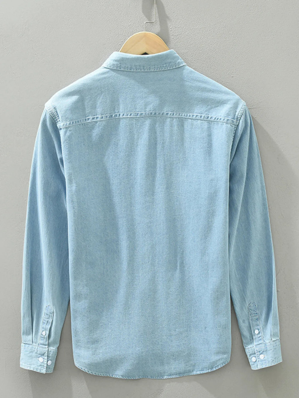 Men's Plus Size Button Up Long Sleeve Denim Shirt