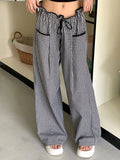 Gingham High-Waisted Wide-Leg Pants