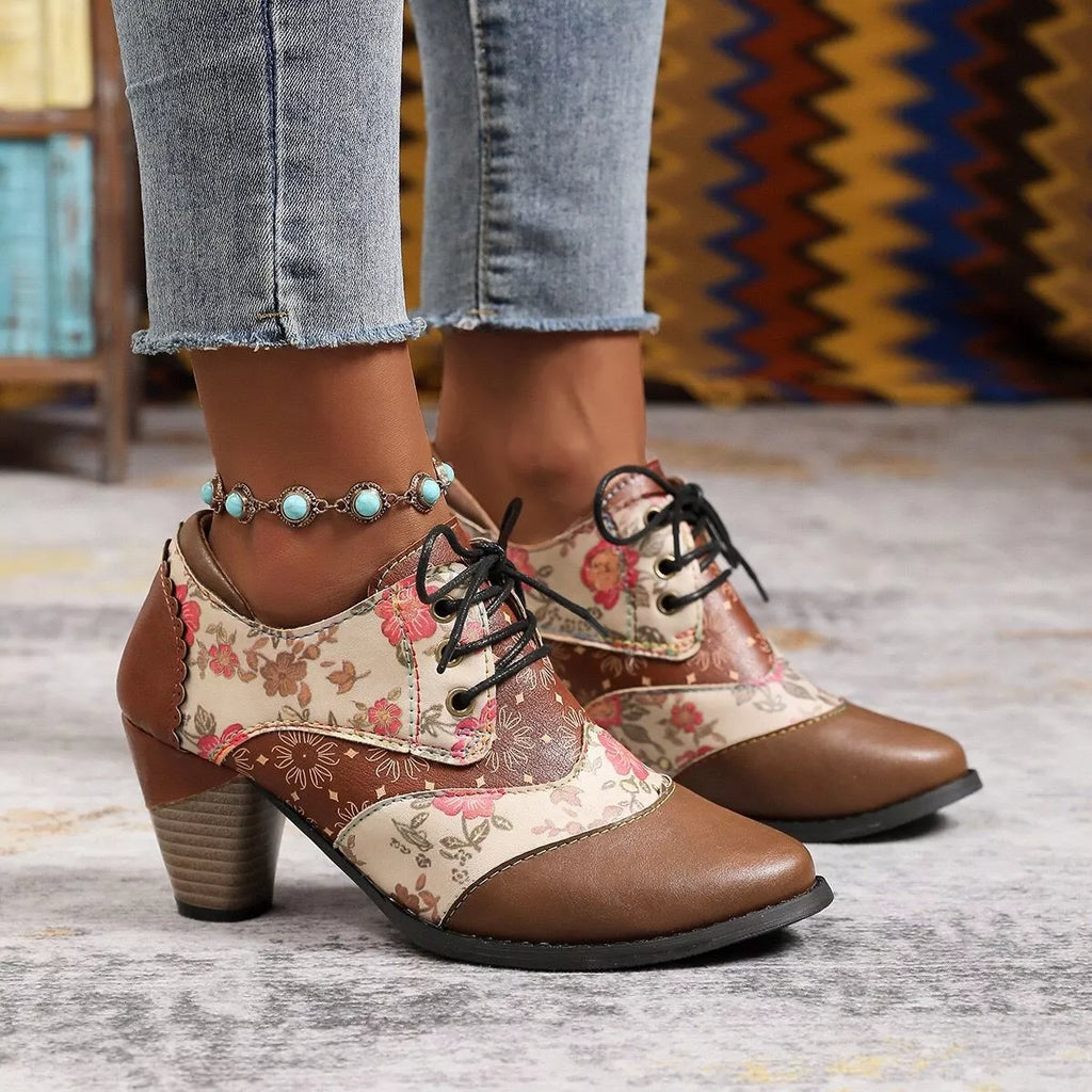 Lace-Up Block Heel Ankle Boots