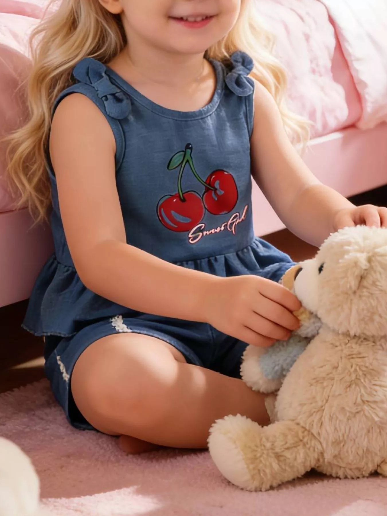 Children's Cherry Peplum Tank and Shorts Set