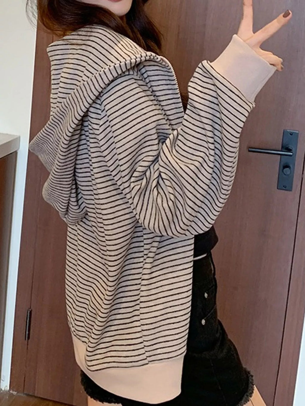 Striped Zip-Up Hoodie