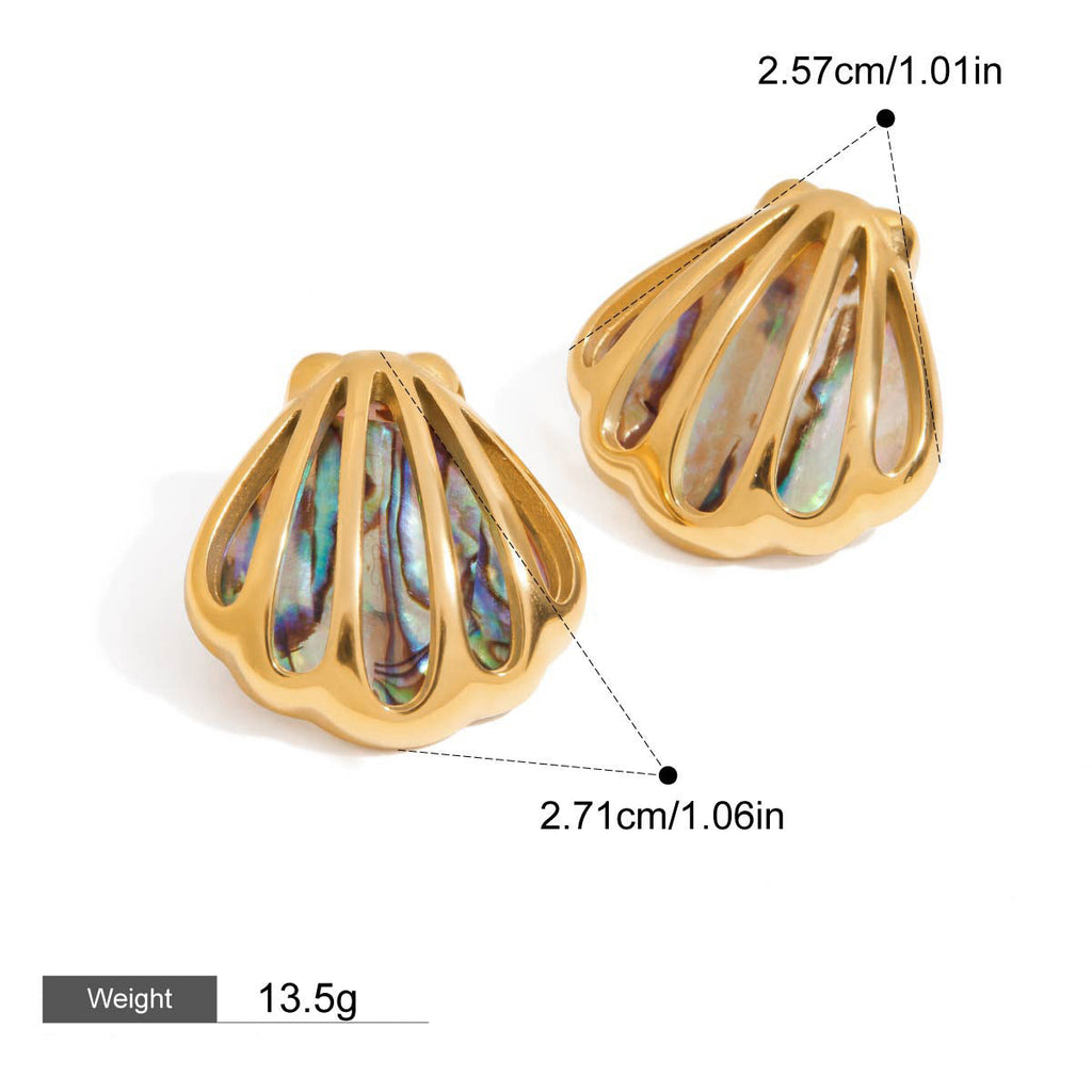 18K gold star/shell-shaped exquisite and noble earring necklace set