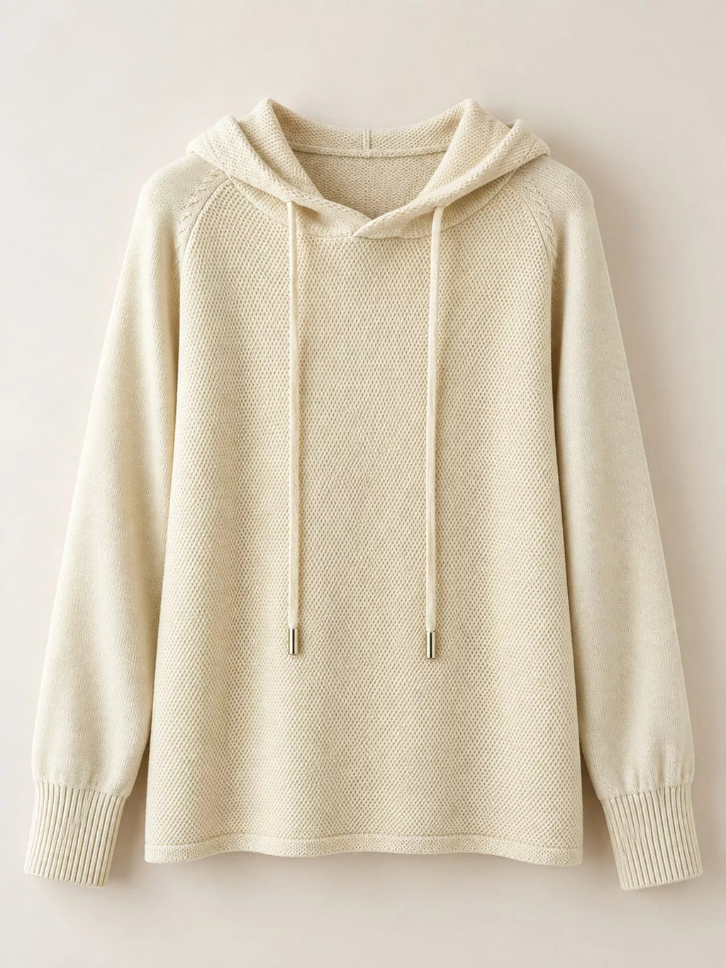 Drawstring Long Sleeve Hooded Knit Sweater