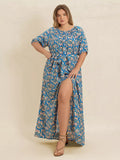 Floral Print Maxi Dress with Side Slit