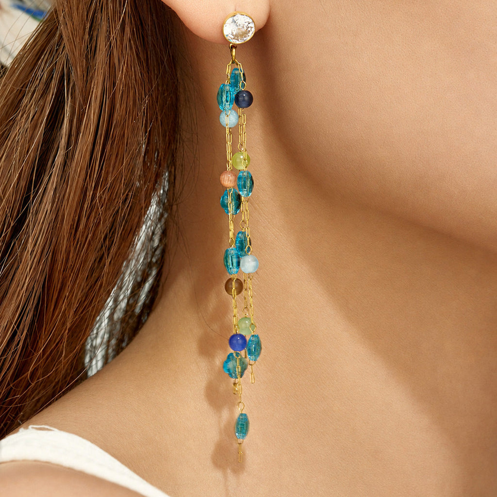 Geometric Natural Crystal Zircon Earrings 18K Gold Plated Titanium Steel Fashion Women Ear Jewelry For Daily Dating Party Occasions