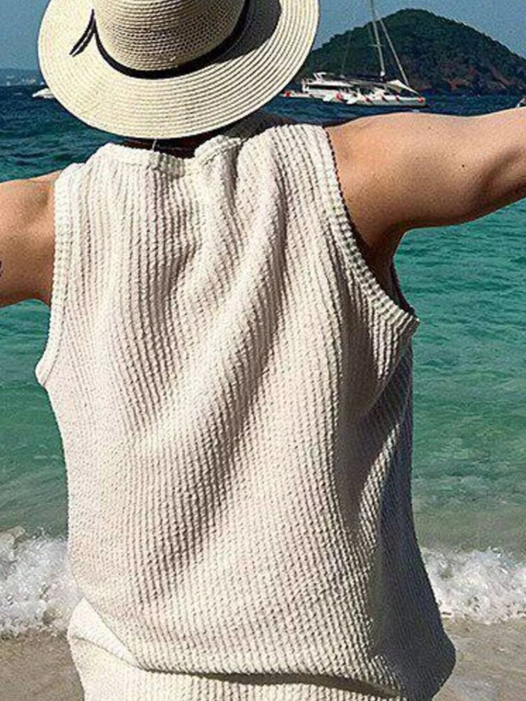 Men's Plus Size Textured Knit Sleeveless Tank Top