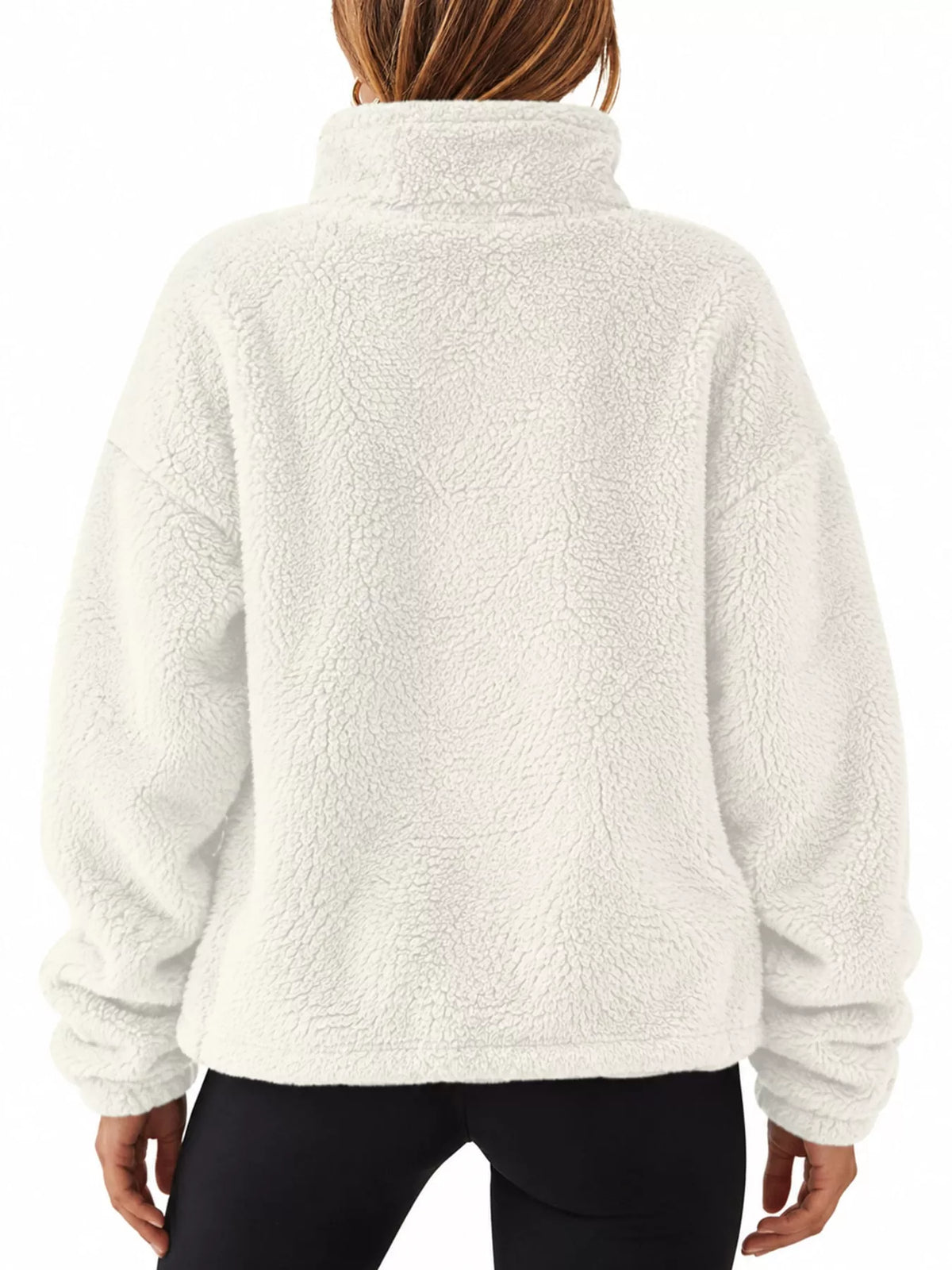 Full Size Sherpa Quarter-Zip Turtleneck Sweatshirt Plus Size