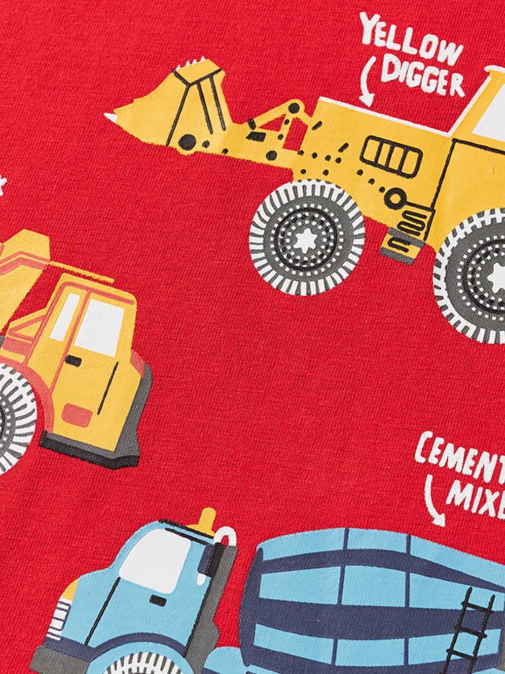 Children's Cartoon Construction Vehicle Print Short Sleeve T-Shirt