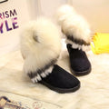 Fluffy Fur Cuff Round Toe Boots