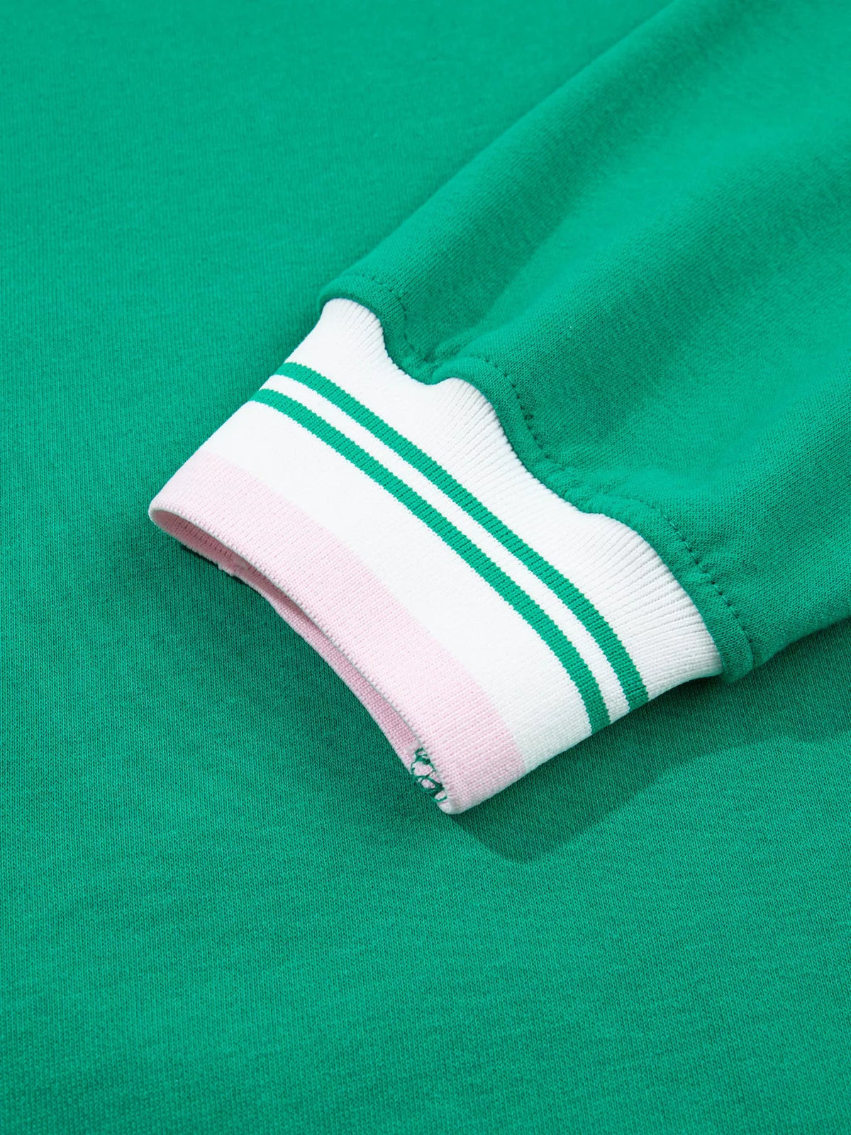 Contrast Striped Trim Baggy Pullover Sweatshirt