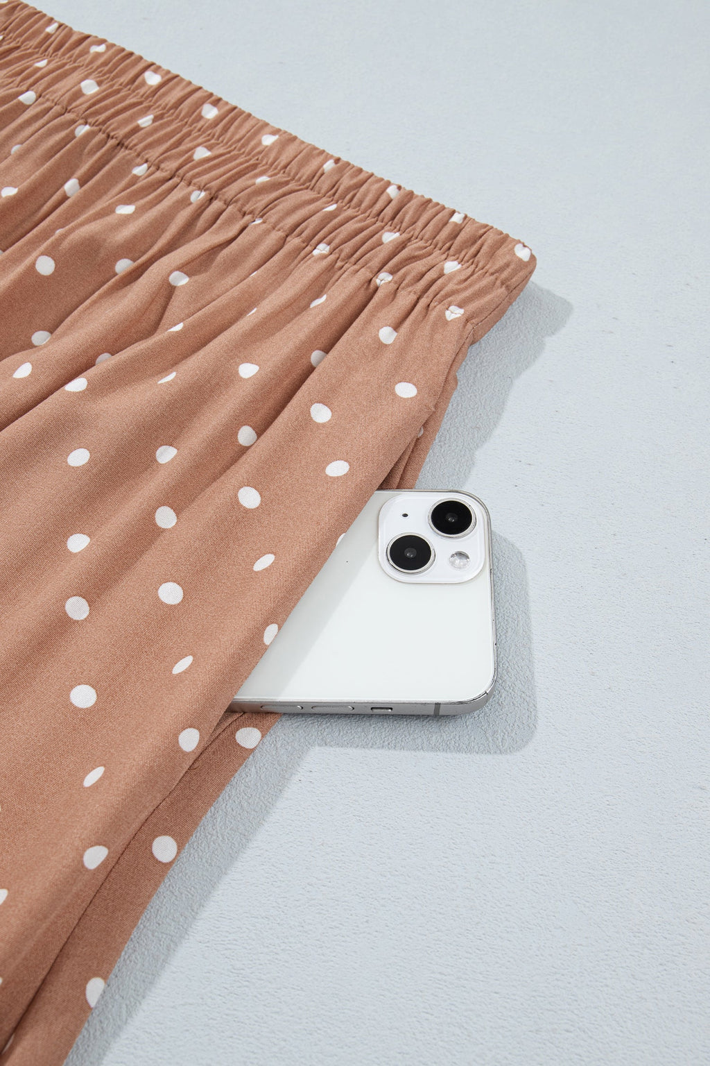 Brown Polka Dot Lace Hem Elegant Long Shift Skirt
