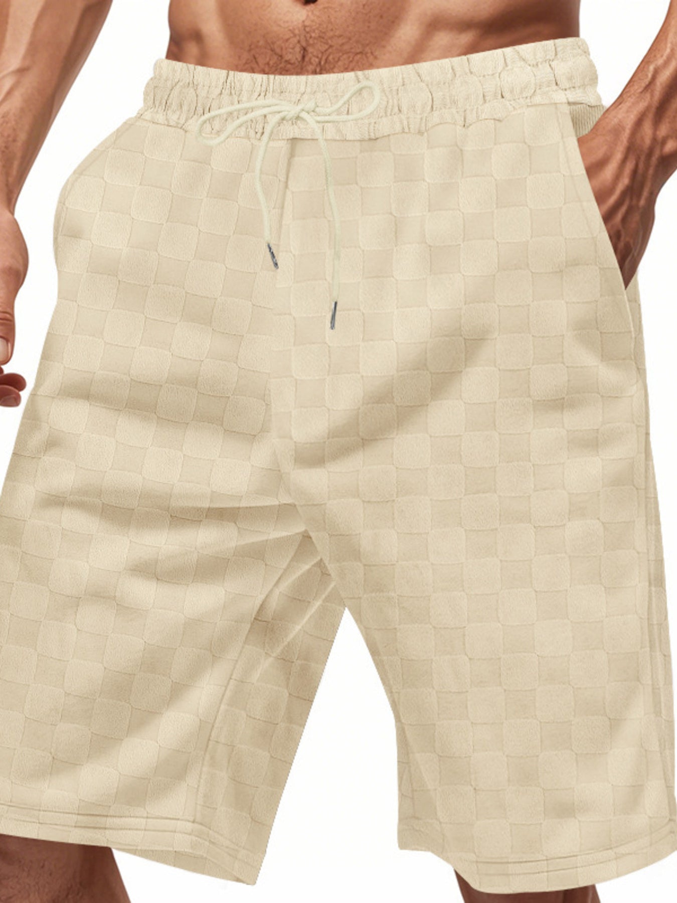 Men's Full Size Checkered Casual Drawstring Shorts Plus Size