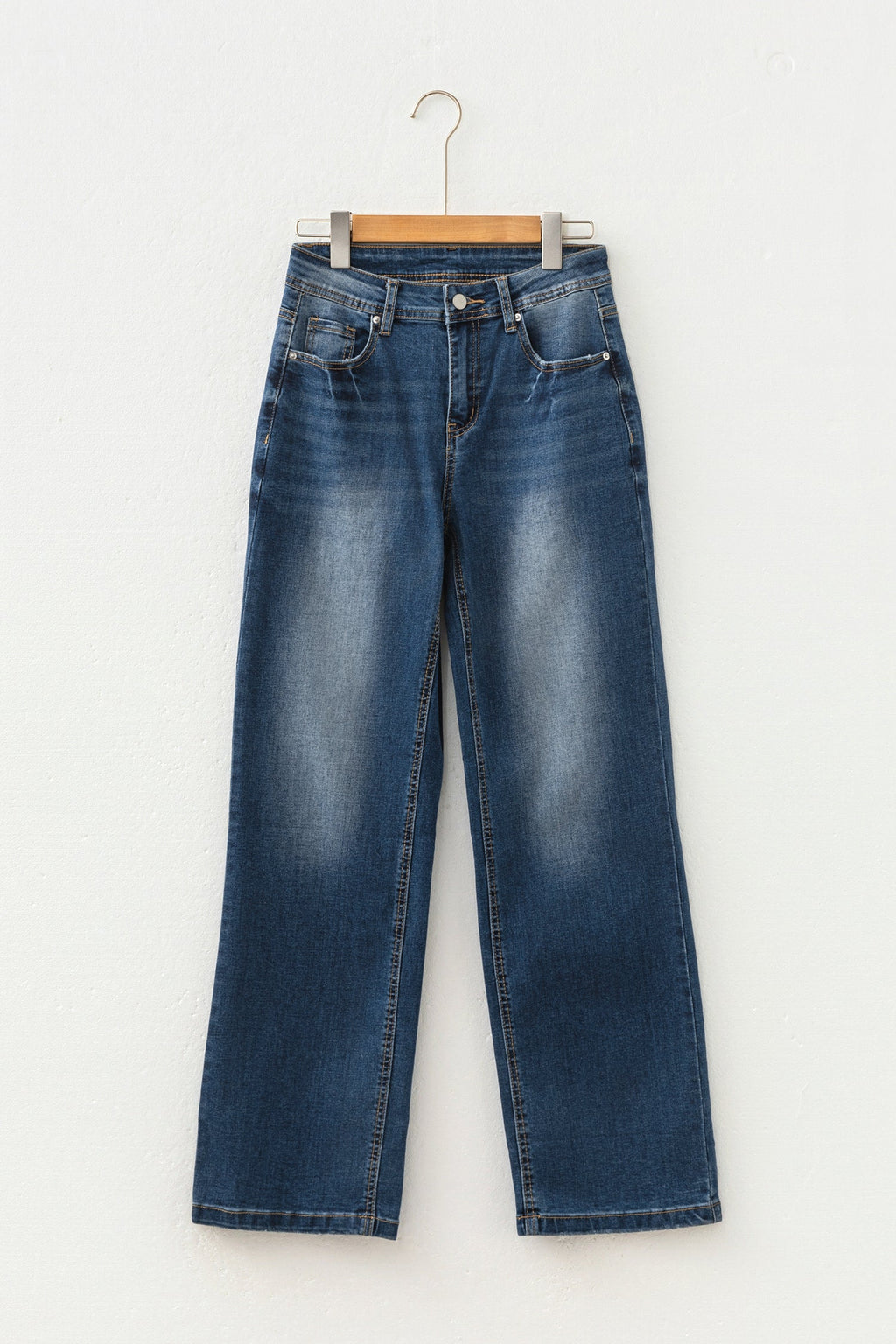 Ashleigh Blue Acid Washed Straight Leg Full Length Casual Jeans
