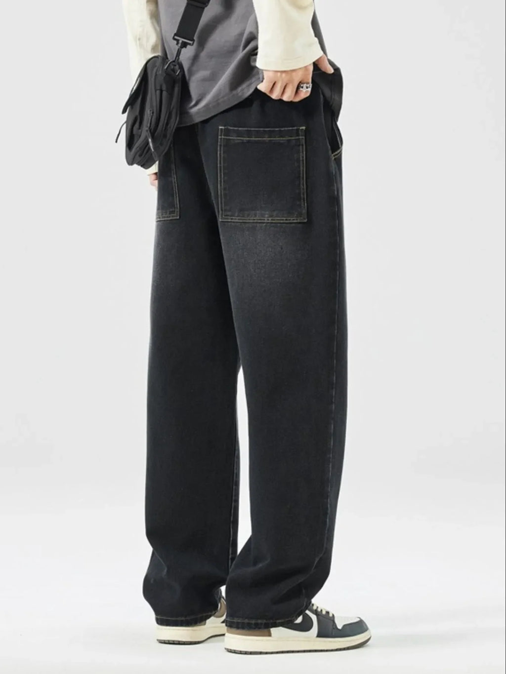 Men's Full Size Wide Leg Wash Jeans Plus Size
